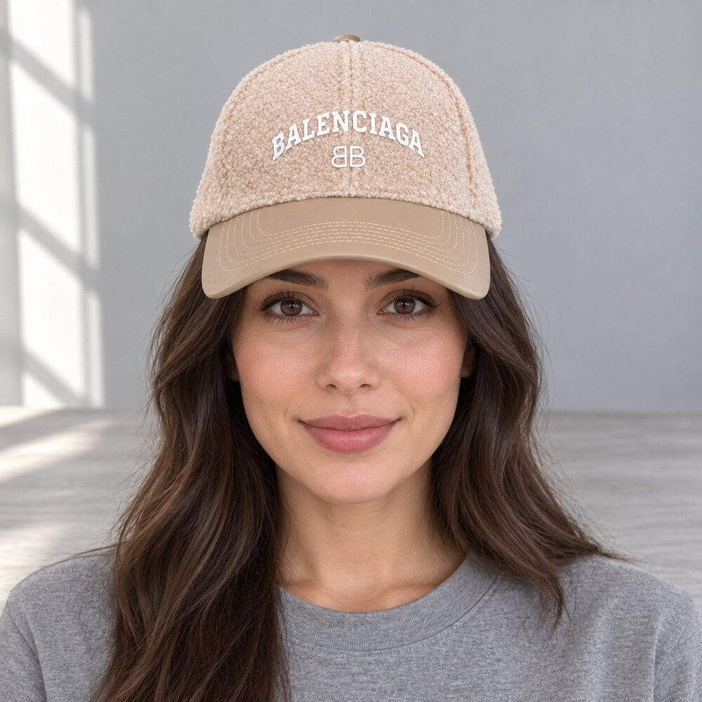 Balenciaga Teddy Leather Beige Cap - Picture 2 of 6